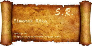Simonek Réka névjegykártya